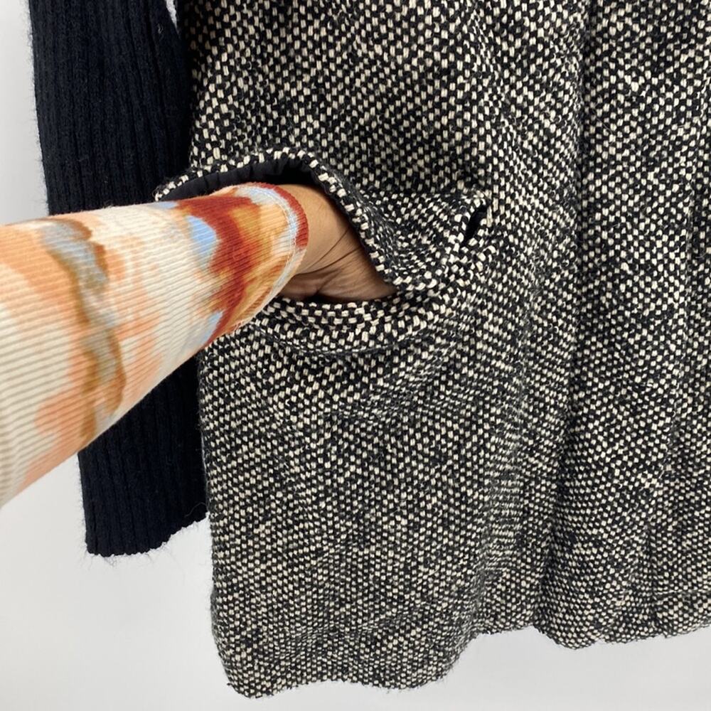 Zara Basic Tweed Full Zip Jacket Black White Marl… - image 7